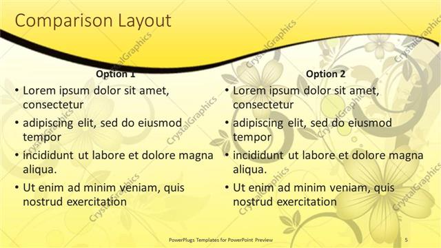 Comparison presentation slide layout