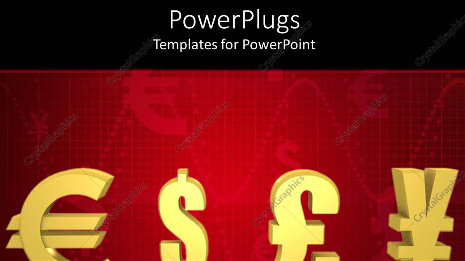 Featuring Abstract Depiction of Four Different Gold Colored Currency Symbols