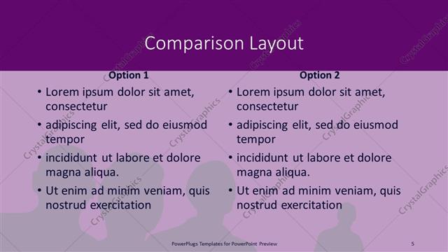 Comparison presentation slide layout