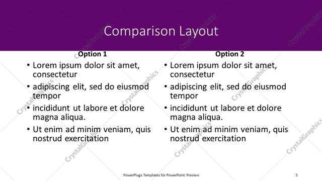 Comparison presentation slide layout