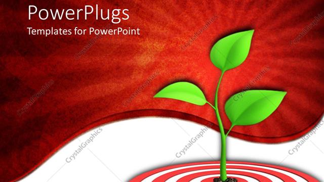  Presentation with sprout - Abstract depiction of a green flower growing on a target