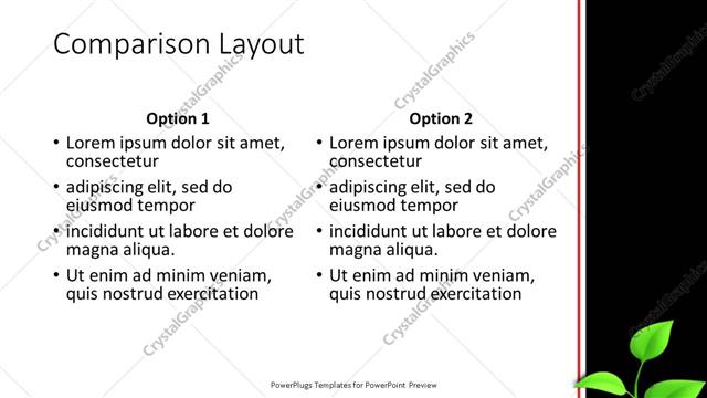 Comparison presentation slide layout