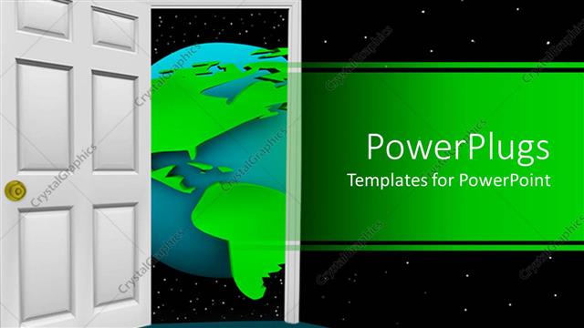  Presentation with open door - Abstract depiction of a green and white globe inside an open door