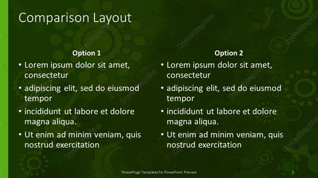 Comparison presentation slide layout