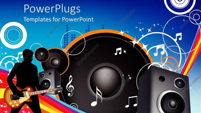  Presentation with abstract music - Abstract depiction of a human with a guiter and speakers