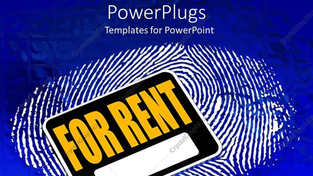  Presentation with hand print - Abstract depiction of a human hand tomb print with for rent text