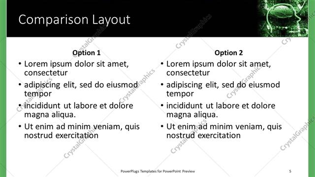 Comparison presentation slide layout