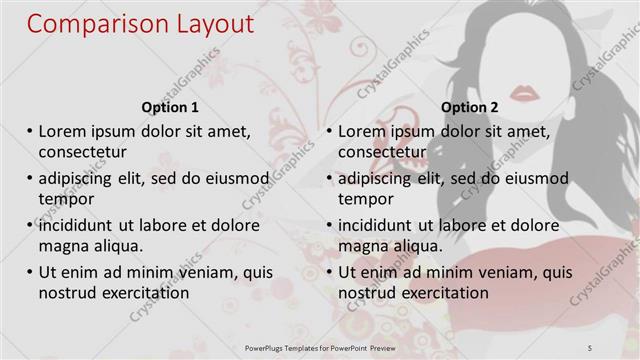 Comparison presentation slide layout