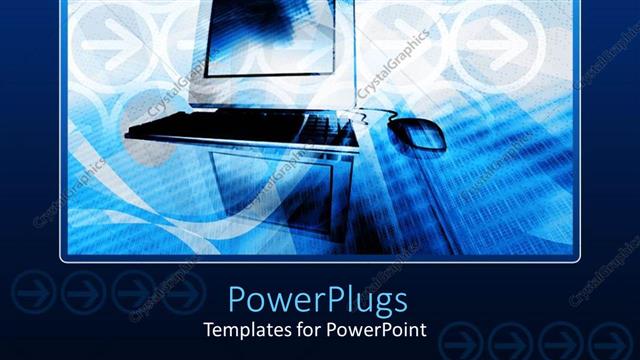 Presentation with laptop - Abstract depiction of a laptop on a white and blue background