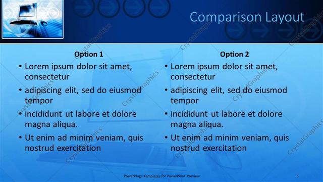 Comparison presentation slide layout