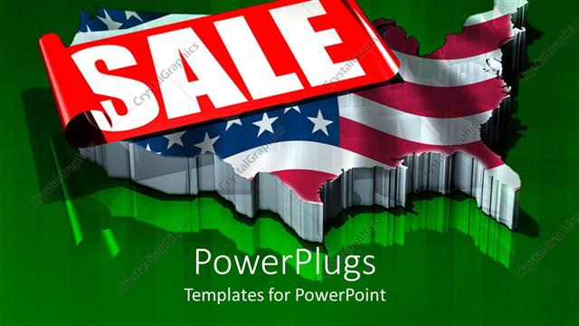  Presentation with america flag - Abstract depiction of a large sale text with the USA flag
