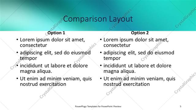 Comparison presentation slide layout