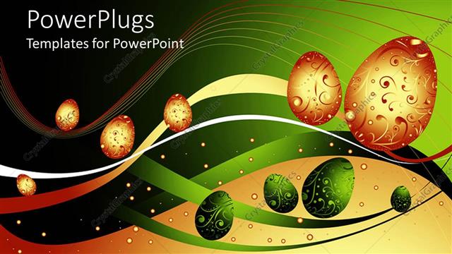  Presentation with abstract gold - Abstract depiction of lots of green and gold Easter eggs