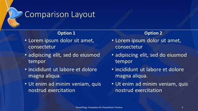 Comparison presentation slide layout