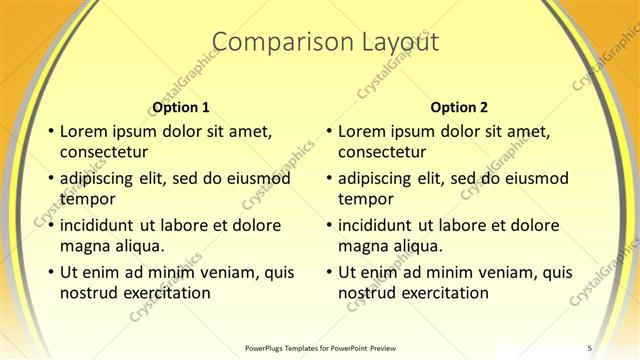Comparison presentation slide layout