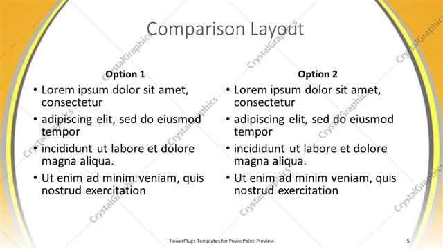 Comparison presentation slide layout