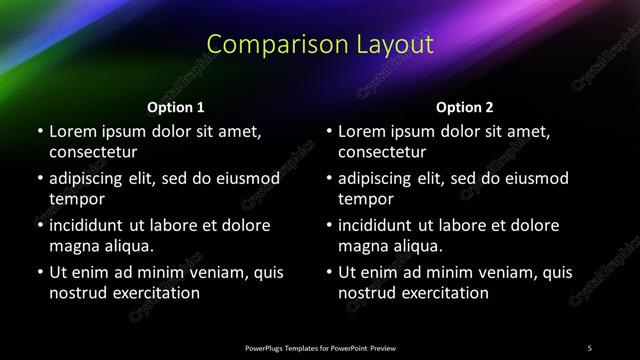 Comparison presentation slide layout