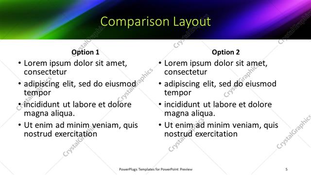 Comparison presentation slide layout
