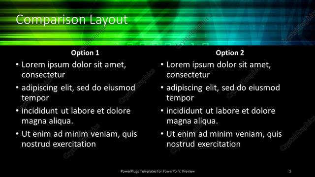 Comparison presentation slide layout