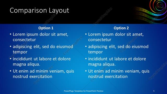 Comparison presentation slide layout