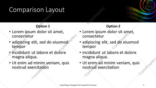Comparison presentation slide layout