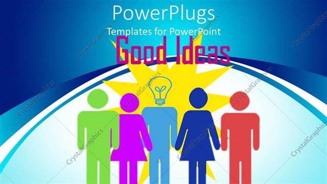  Presentation with ideas - Abstract depiction of multicolored people and a globe head