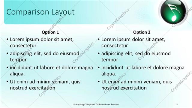 Comparison presentation slide layout