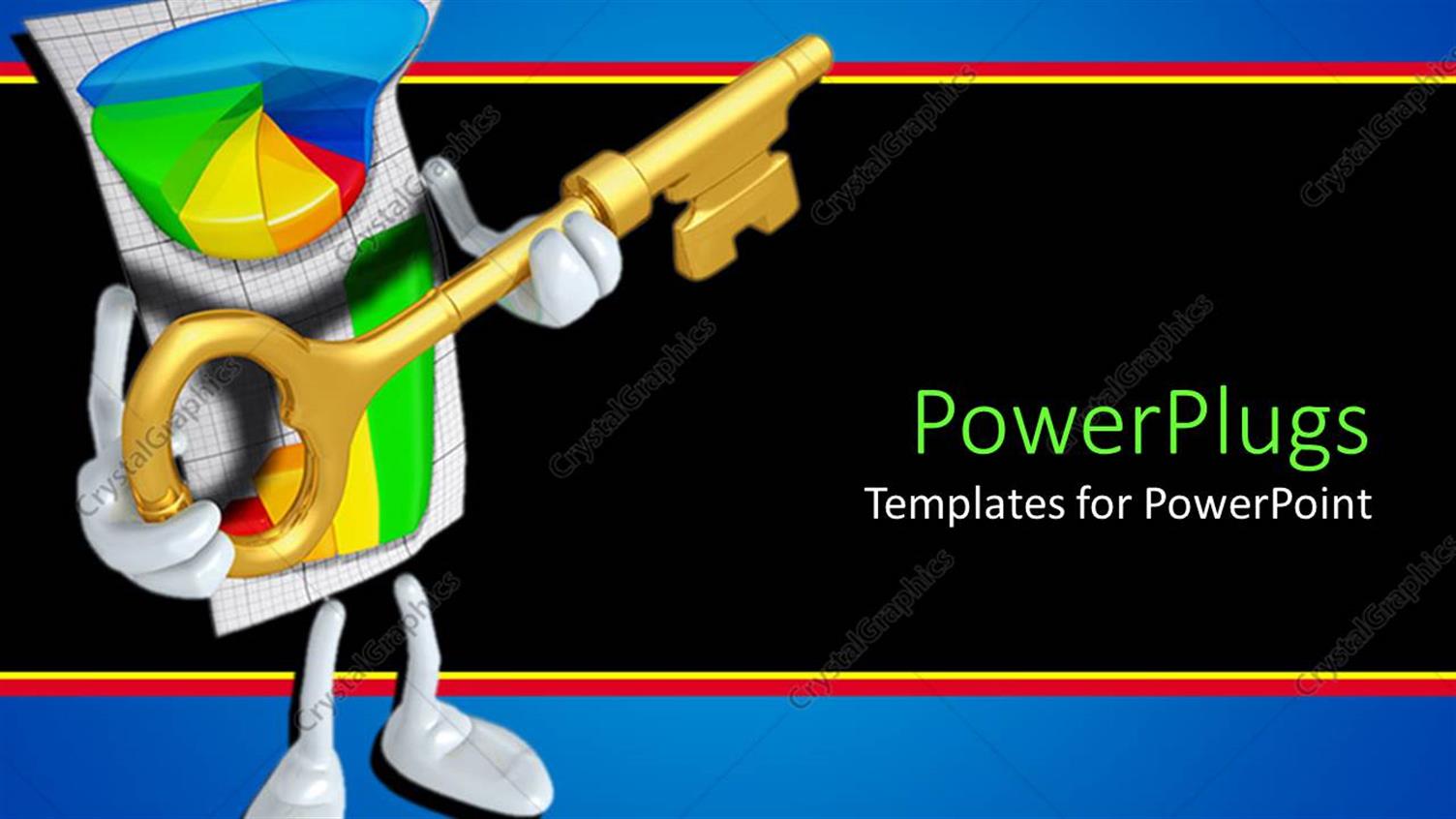 Featuring Abstract Depiction of a Pie Chart  Human Holding a Gold Key