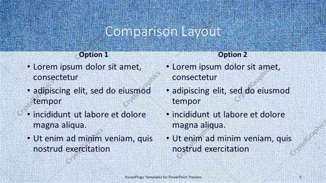 Comparison presentation slide layout