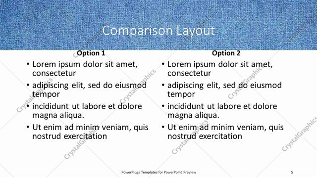 Comparison presentation slide layout