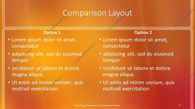 Comparison presentation slide layout