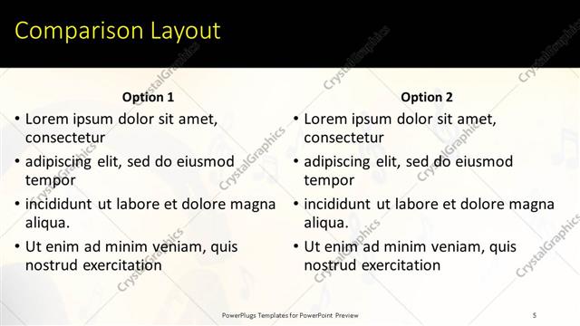 Comparison presentation slide layout