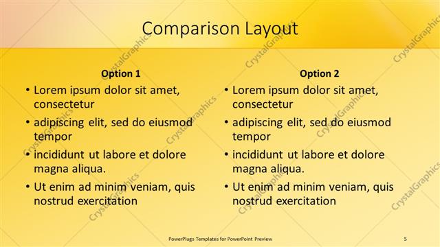 Comparison presentation slide layout