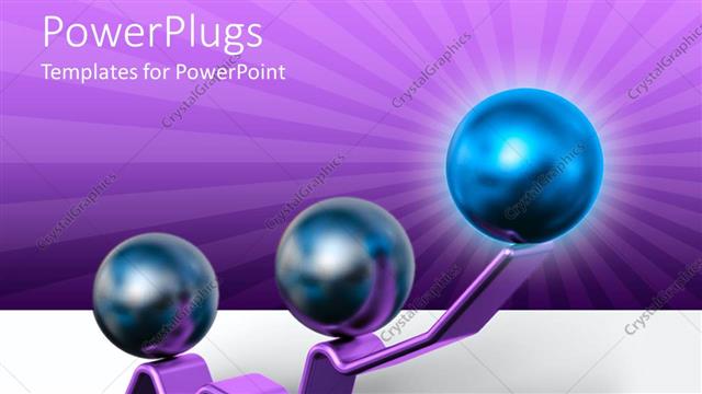  Presentation with blue line - Abstract depiction of a purple curved line and three blue balls