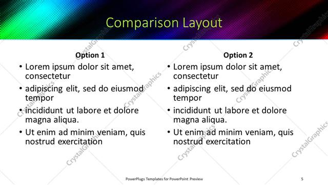 Comparison presentation slide layout
