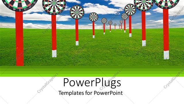  Presentation with goals - Abstract depiction of may red and white dart boards