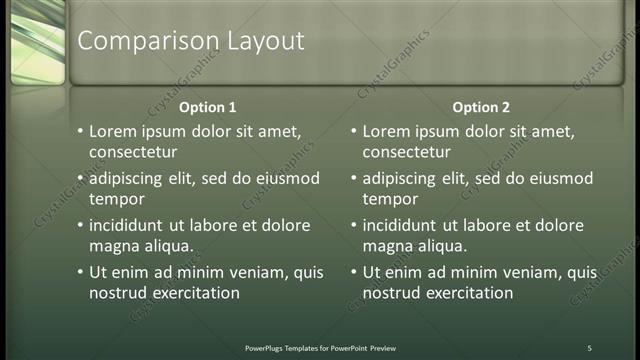 Comparison presentation slide layout
