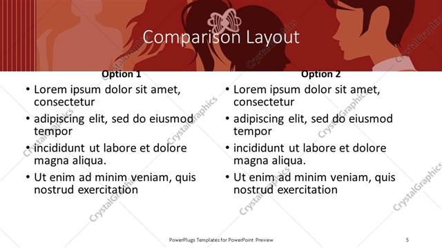 Comparison presentation slide layout