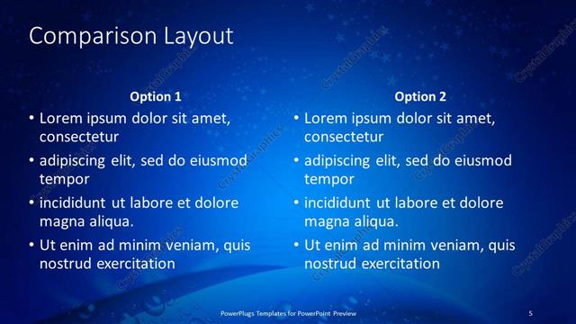 Comparison presentation slide layout