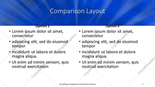 Comparison presentation slide layout