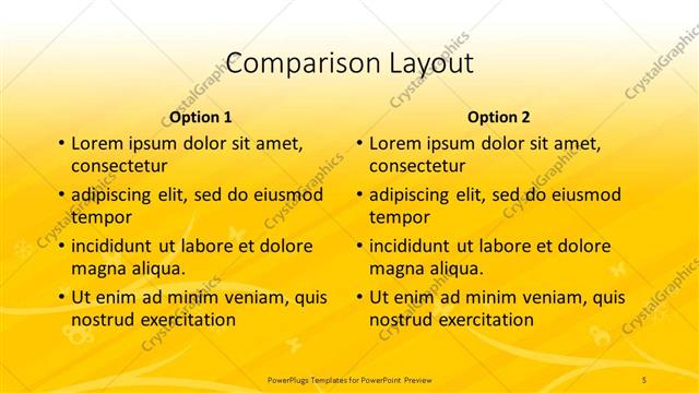 Comparison presentation slide layout