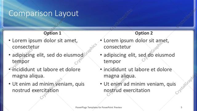 Comparison presentation slide layout