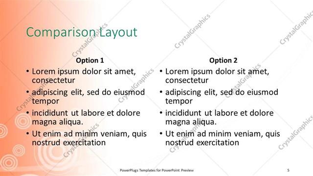 Comparison presentation slide layout