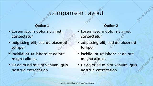 Comparison presentation slide layout