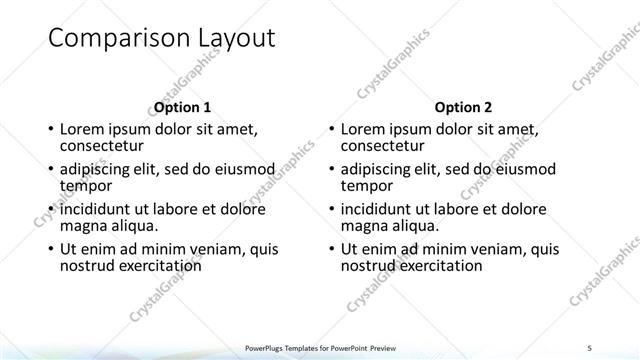 Comparison presentation slide layout