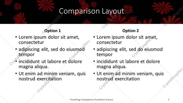 Comparison presentation slide layout