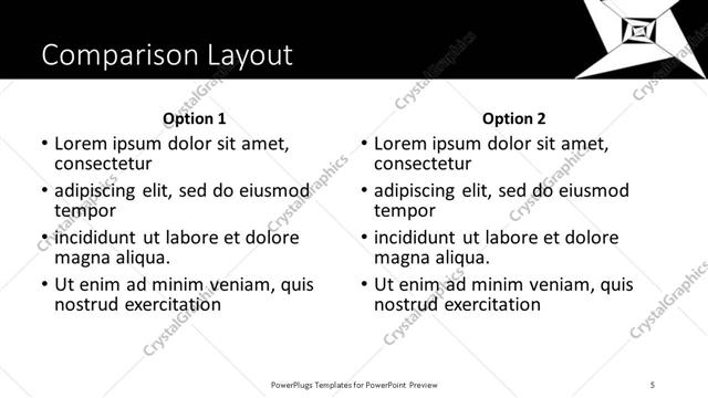 Comparison presentation slide layout