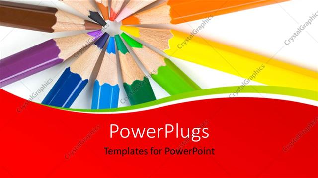  Presentation with design - An abstract design with a macro of multicolored pencils over white background