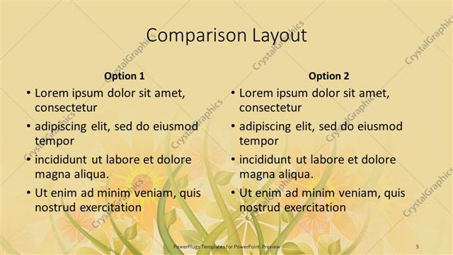 Comparison presentation slide layout