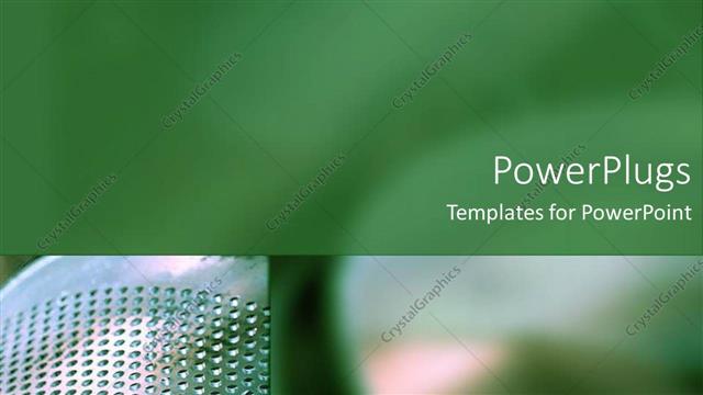  Presentation with steel design - Abstract design, two depictions of steel tools, blurred depiction, green background